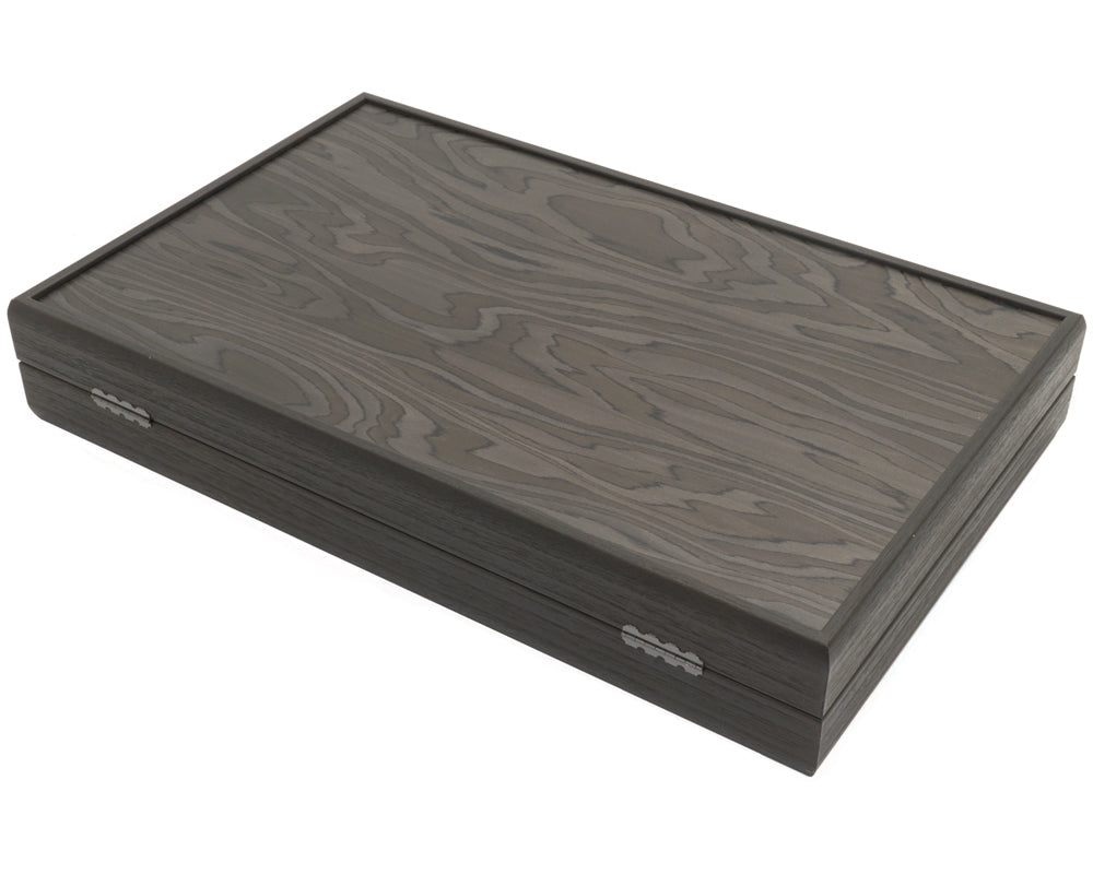 Manopoulos 黑檀木及灰橡木豪華西洋雙陸棋套裝,配有乙烯基豪華擲骰杯