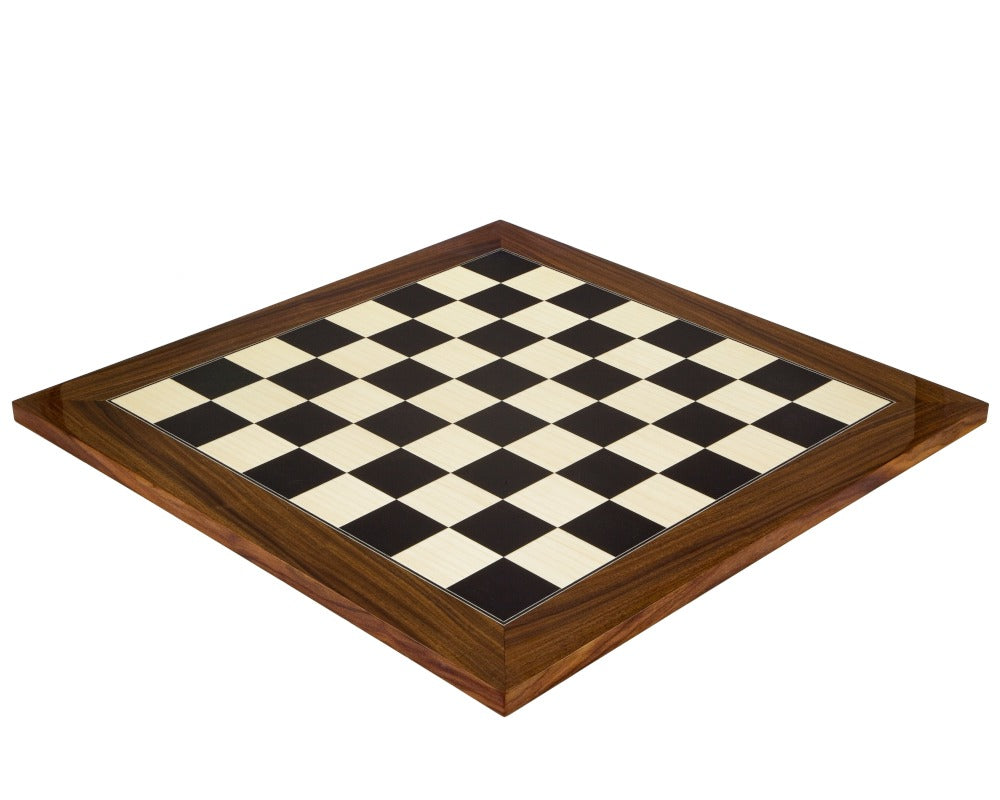 19.7 Inch Black Anegre and Palisander Deluxe Chess Board with High Gloss Finish, Featuring 2 Inch Playing Squares and Superior Craftsmanship
