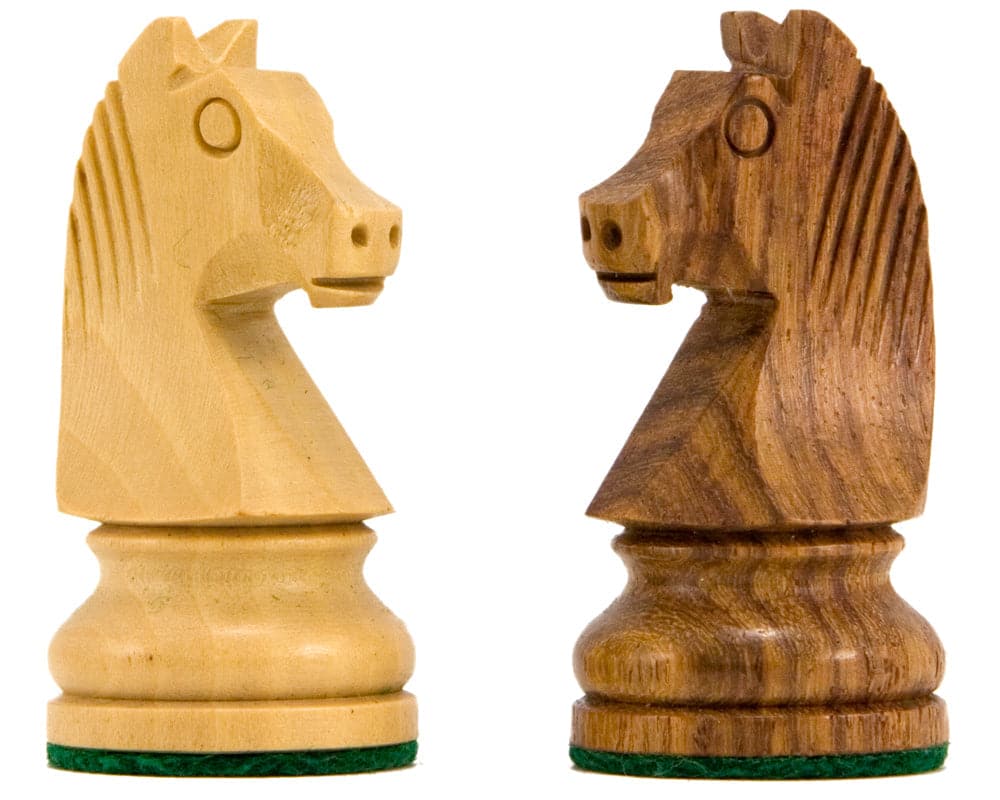 Down Head Knight Sheesham and Boxwood Chess Pieces, 2.5 Inches, Single Weighted and Felted.