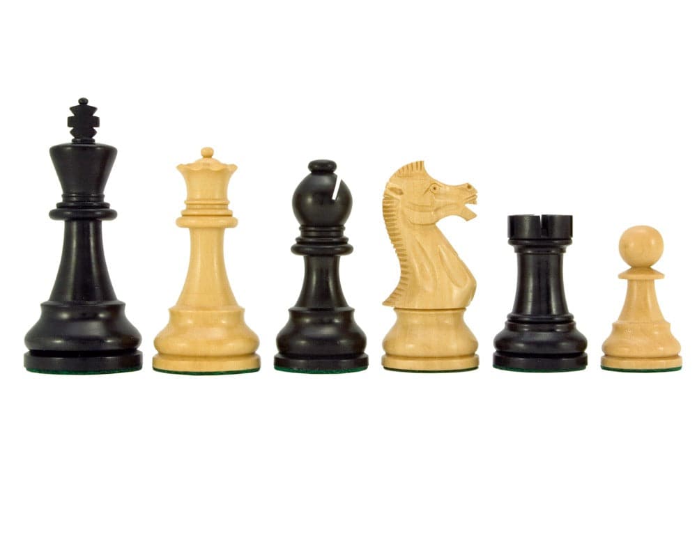 Frankfurt Series Ebonised Boxwood Chess Pieces 4 Inches in Black and Natural Wood Finish