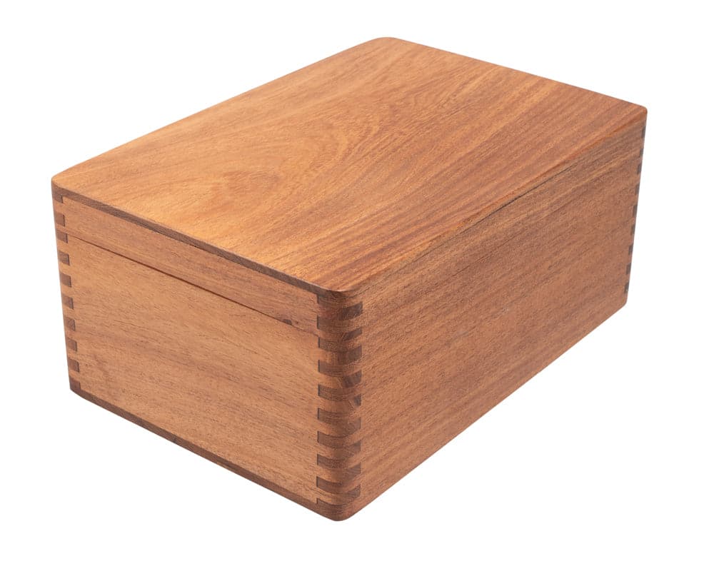 Wooden chess piece storage box with dovetail joints crafted in maple and walnut