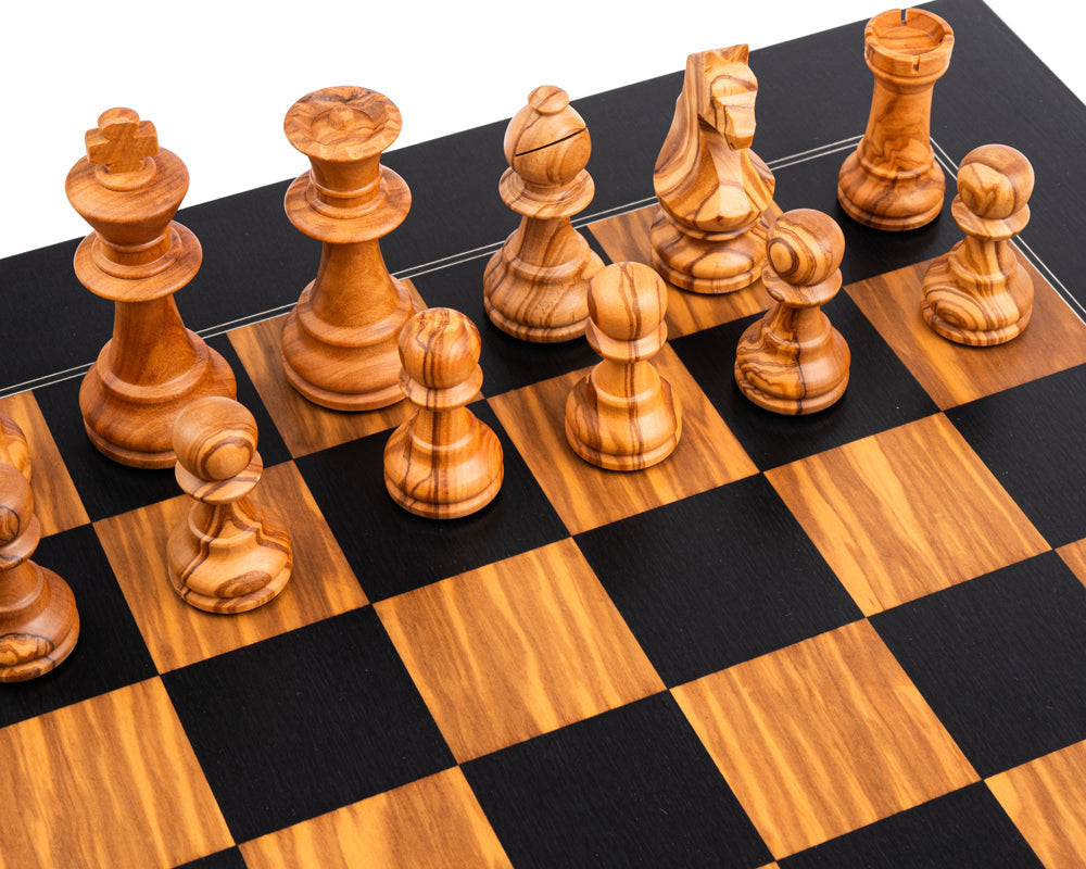 Rechapados Ferrer 黑橄欖色豪華史湯頓國際象棋套裝連棋子收納盒