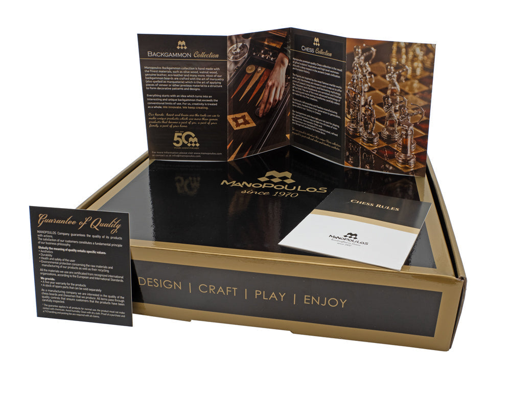 Manopoulos 希臘神話國際象棋套裝連木製棋盒 - 中型