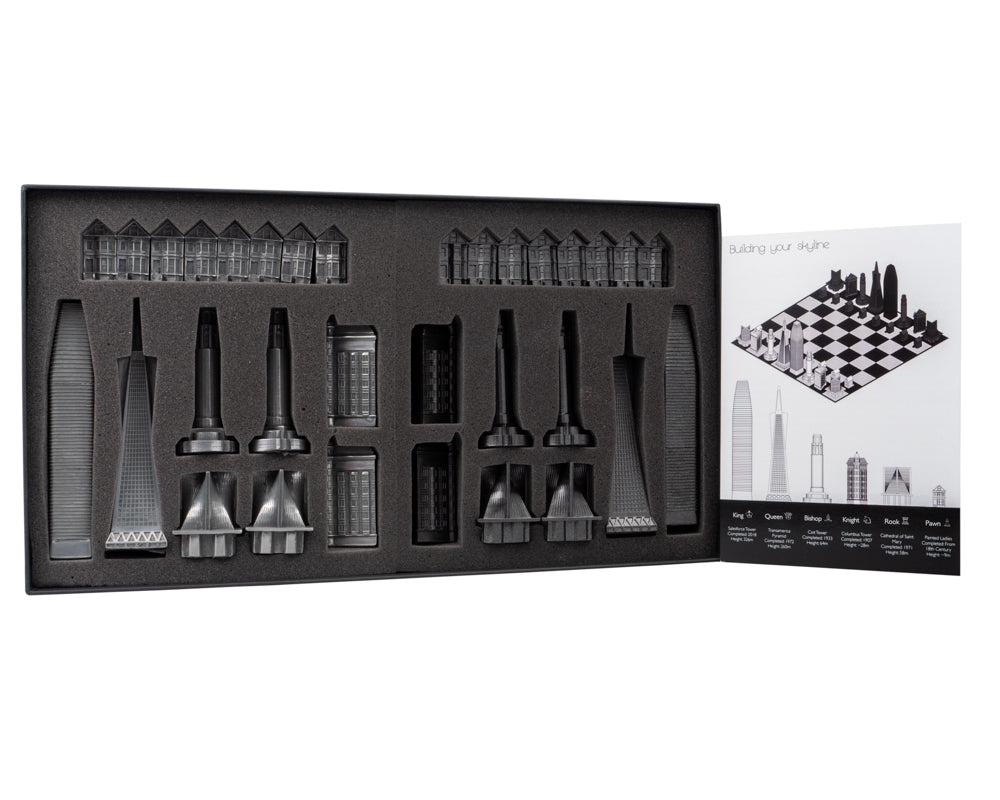 天際線高級金屬國際象棋棋子 - 舊金山版