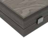 Manopoulos 黑檀木及灰橡木豪華西洋雙陸棋套裝，配有乙烯基豪華擲骰杯