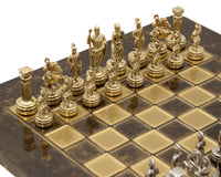 Manopoulos 希臘羅馬軍隊金屬國際象棋套裝，附木製棋子收納盒 - 小號