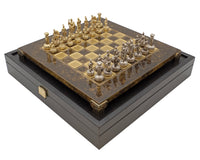 Manopoulos 希臘羅馬軍隊金屬國際象棋套裝，附木製棋子收納盒 - 小號
