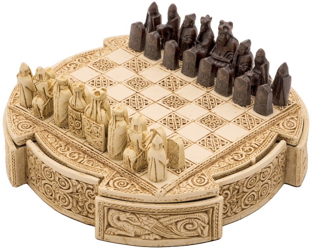Isle of Lewis 小型凱爾特國際象棋套裝 22.9cm（象牙色）