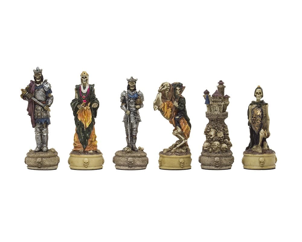 The Zombie Hand painted themed chess pieces by Italfama, ideal for 16 inch board, crafted in Italy, 3 inch king, felted bases.