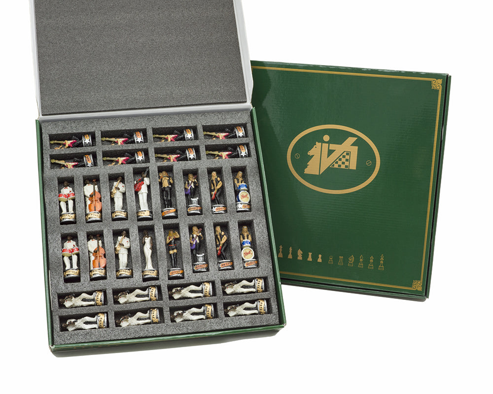 Italfama 手繪主題爵士樂隊對搖滾明星國際象棋棋子