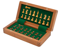 Deluxe Hardwood Folding Travel 19cm Magnetic Chess Set