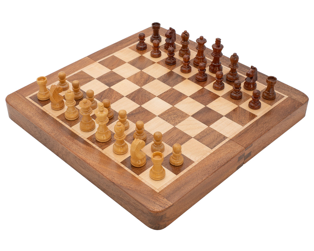 豪華實木摺疊磁性旅行國際象棋套裝（25cm）