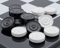 意大利木製黑白漆面跳棋棋子