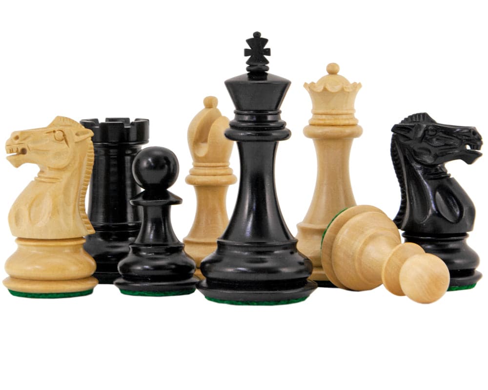 Highclere Series Ebony Staunton Chess Pieces 3 Inches with Detailed Carvings and Broad Bases