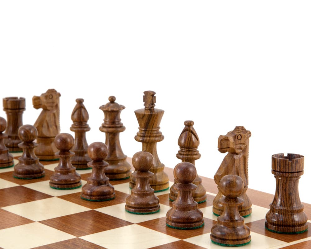French Knight Sheesham Mahogany Chess Set (Hover Image)