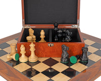 至尊黑檀國際象棋套裝，附瘤木棋子收納盒