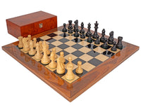 至尊黑檀國際象棋套裝，附瘤木棋子收納盒
