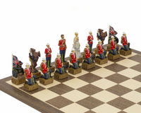 英國對祖魯手繪主題國際象棋套裝，由 Italfama 出品
