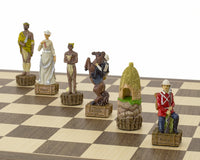 英國對祖魯手繪主題國際象棋套裝，由 Italfama 出品