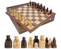 Isle of Lewis 及胡桃木豪華國際象棋套裝（附棋子收納盒）