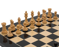 Luxury Staunton Competition Chess Set on a black and beige chessboard