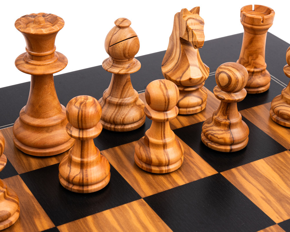 Rechapados Ferrer 黑橄欖色豪華史湯頓國際象棋套裝連棋子收納盒